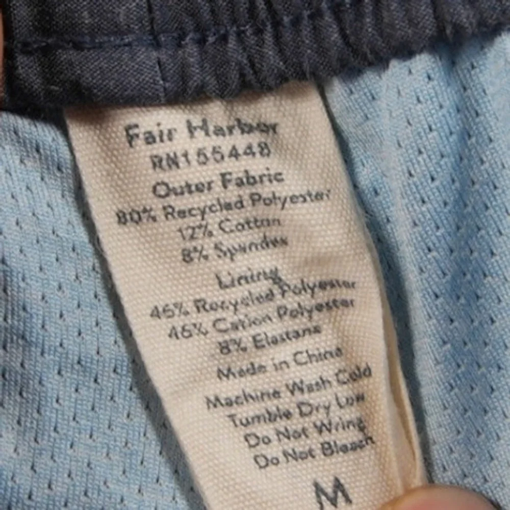 Fair Harbor Recycled Colorblock Stretch Men Swim Trunks M Retro Coastal Surf